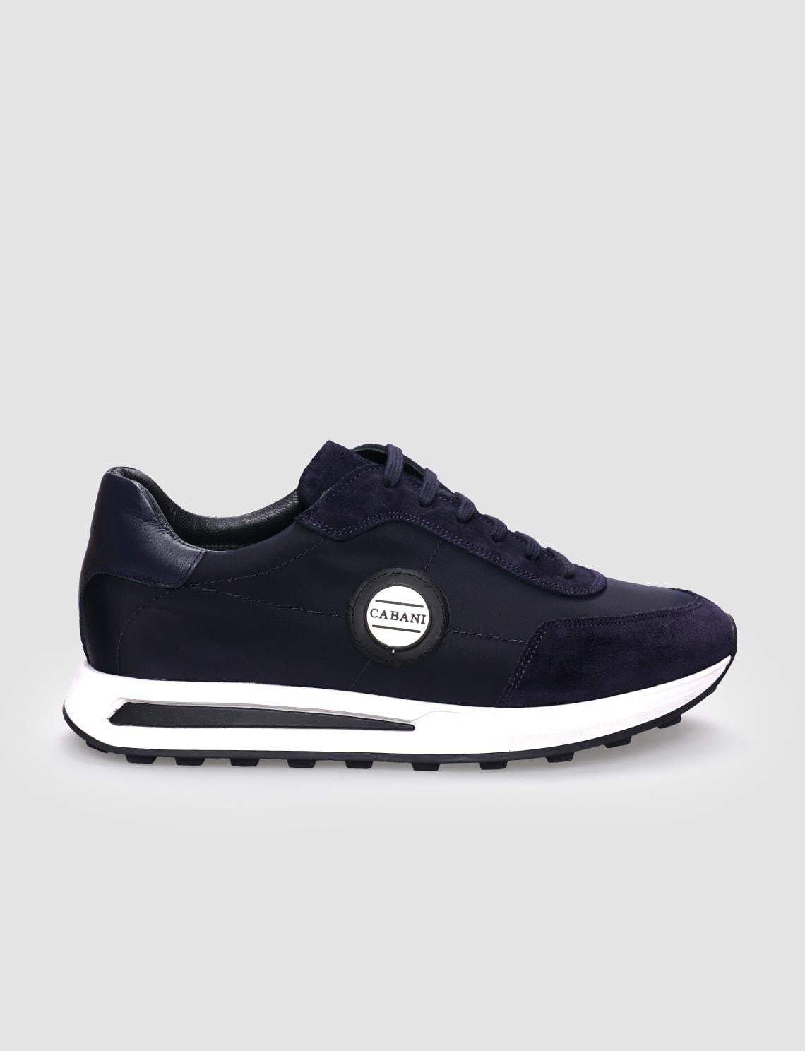 Navy Blue Knitted Lace-up Men's Athletic Shoes