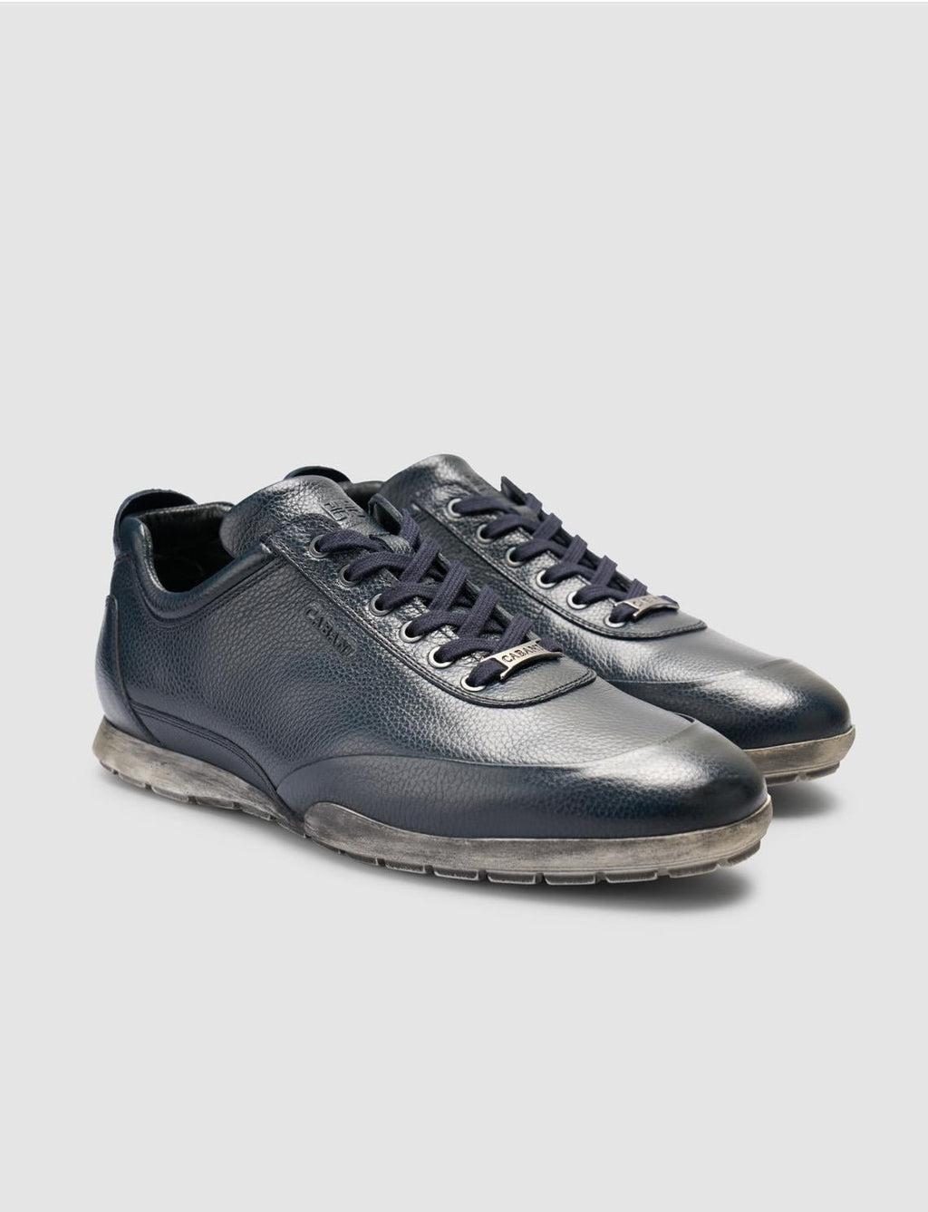 100% Genuine Leather Navy Blue Lace-up Men's Casual Shoes