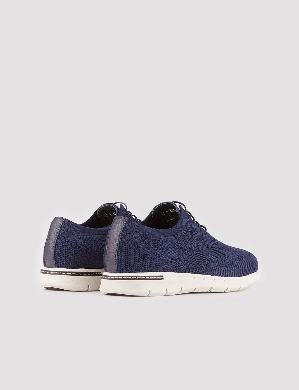 Knitted Leather Navy Blue Lace-up Men's Casual Shoes