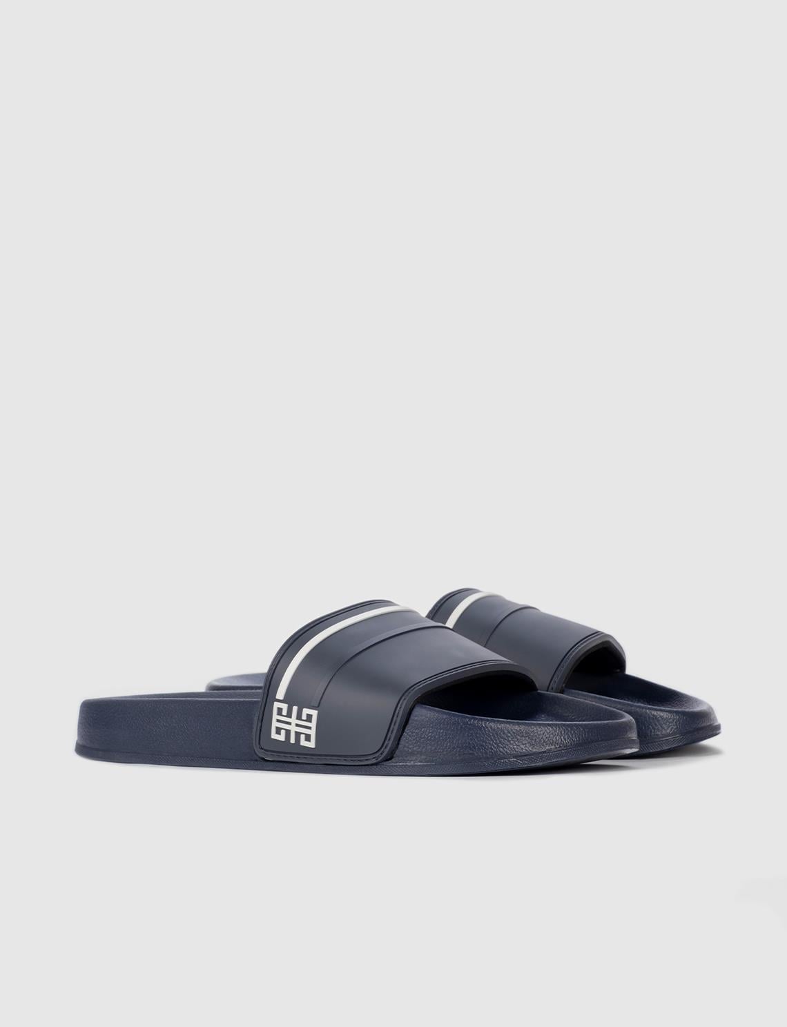 Navy Blue - Grey Men's Slippers