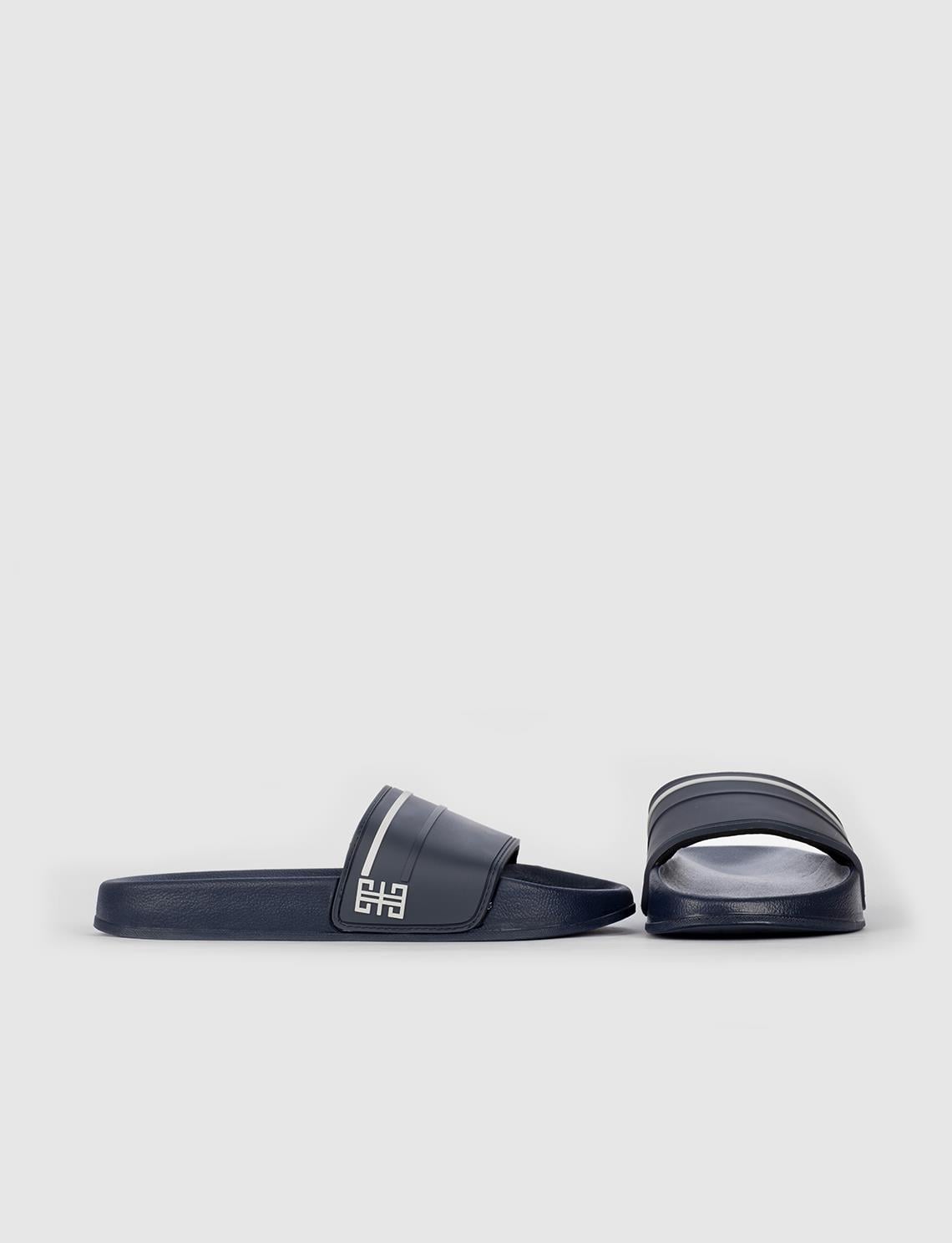 Navy Blue - Grey Men's Slippers