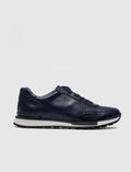 Navy Blue Genuine Leather Lace-up Men's Athletic Shoes