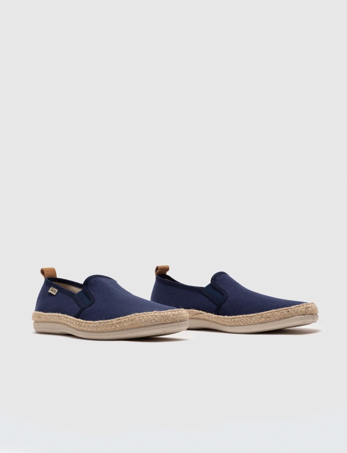 Navy Blue Men's Espadrilles with Woven Details