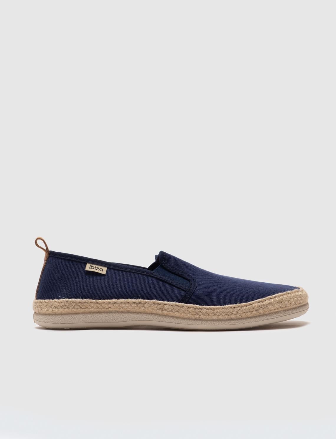 Navy Blue Men's Espadrilles with Woven Details