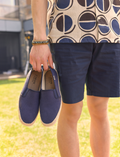 Navy Blue Men's Espadrilles with Woven Details