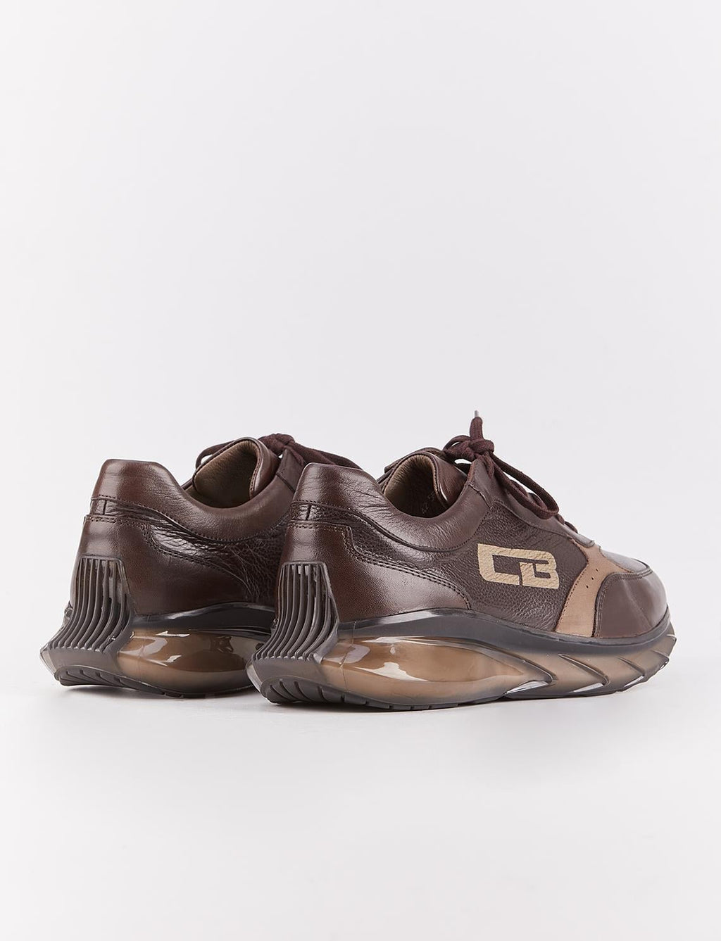 Light Eva Sole Genuine Leather Brown Lace-up Men's Athletic Shoes
