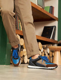 Lightweight Thermo Sole Genuine Leather Navy Blue Lace-up Men's Athletic Shoes