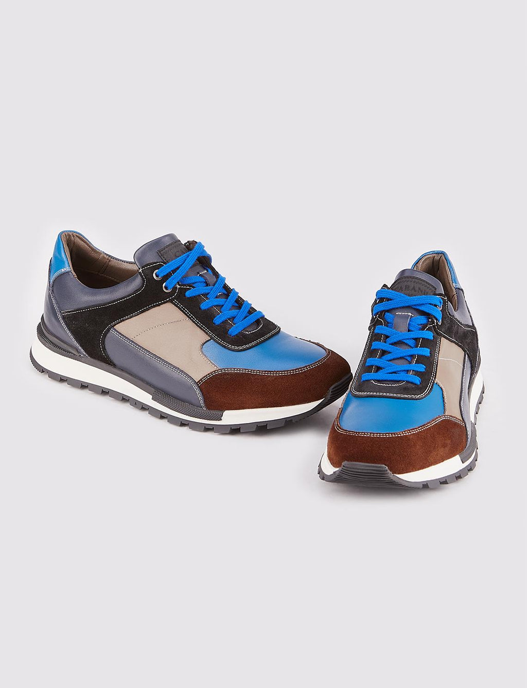 Lightweight Thermo Sole Genuine Leather Navy Blue Lace-up Men's Athletic Shoes
