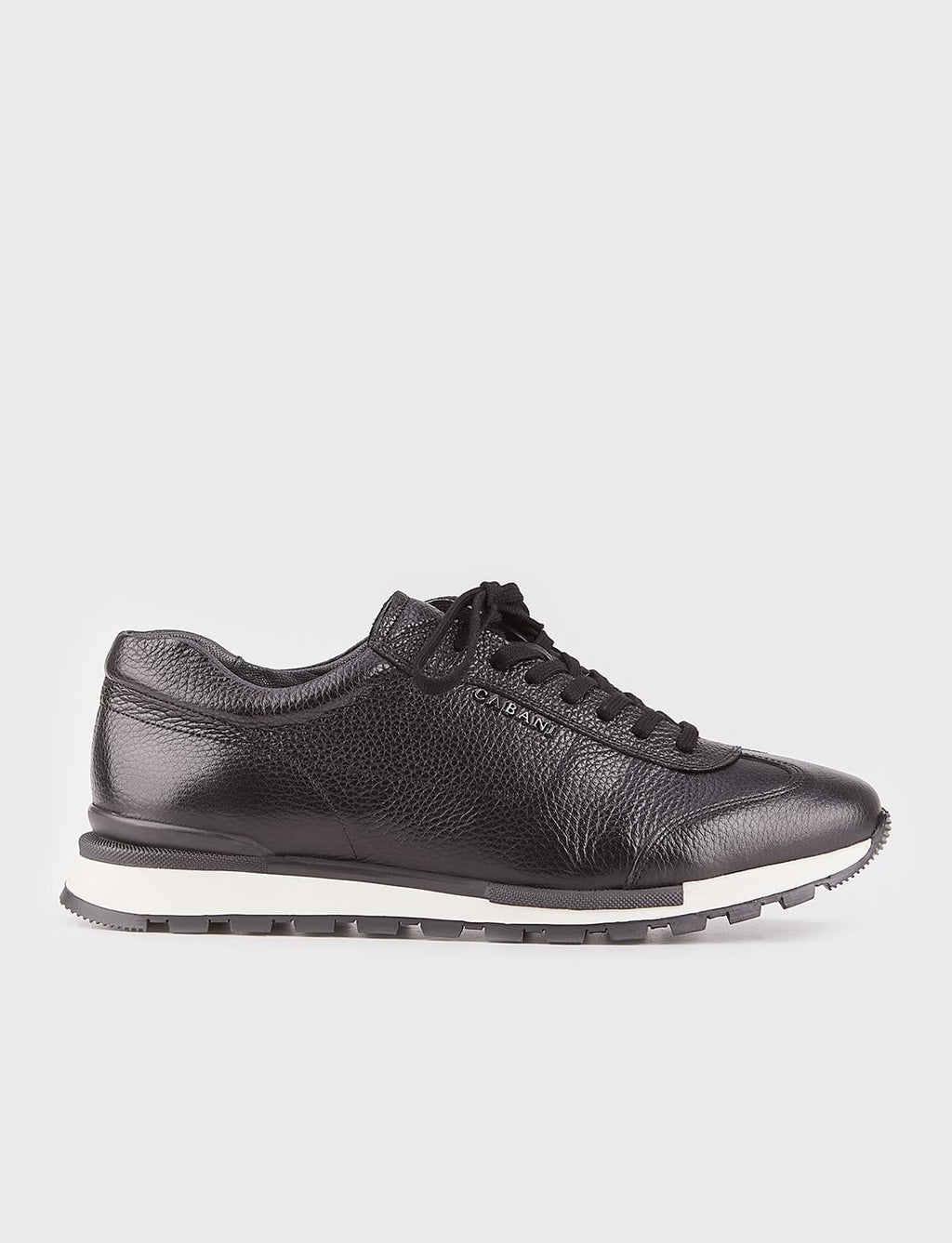 Light Thermo Sole Genuine Leather Black Lace-up Men's Athletic Shoes
