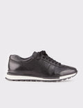 Light Thermo Sole Genuine Leather Black Lace-up Men's Athletic Shoes