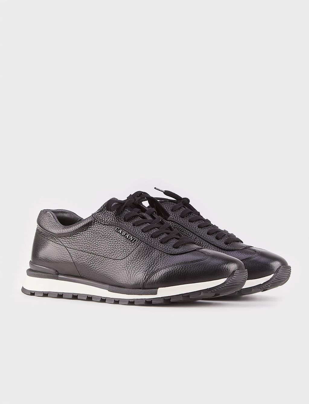 Light Thermo Sole Genuine Leather Black Lace-up Men's Athletic Shoes