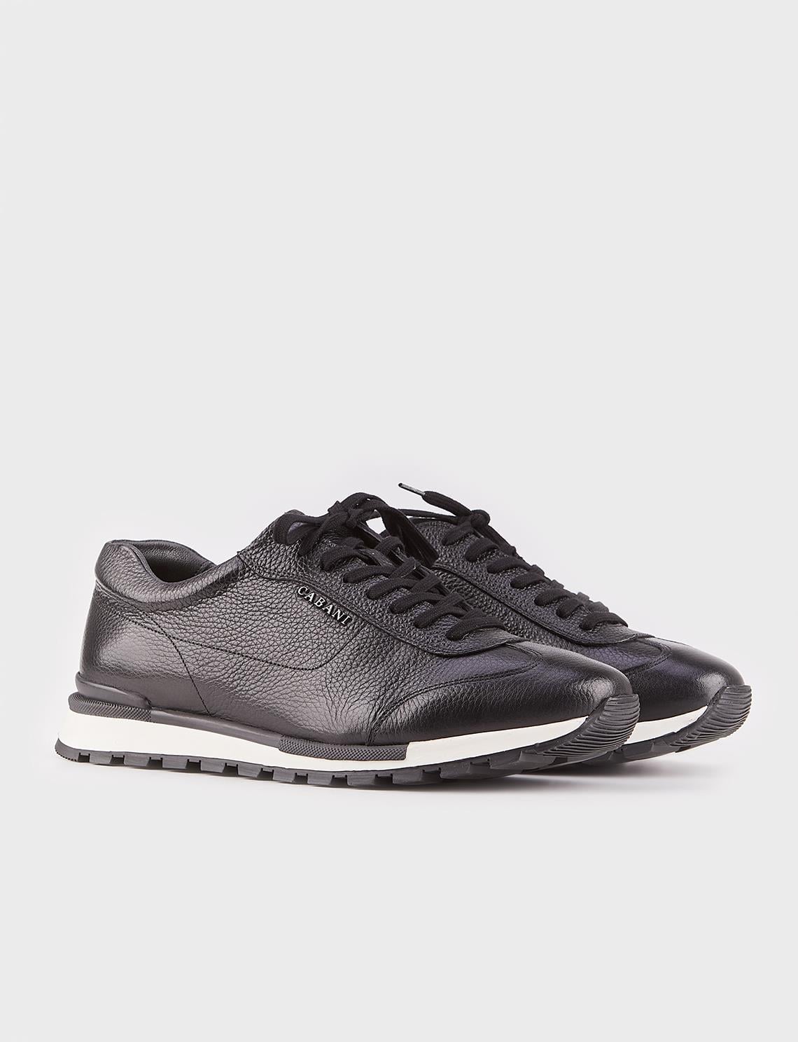 Light Thermo Sole Genuine Leather Black Lace-up Men's Athletic Shoes