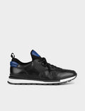 Blue Ankle Detail Genuine Leather Black Lace-up Men's Athletic Shoes