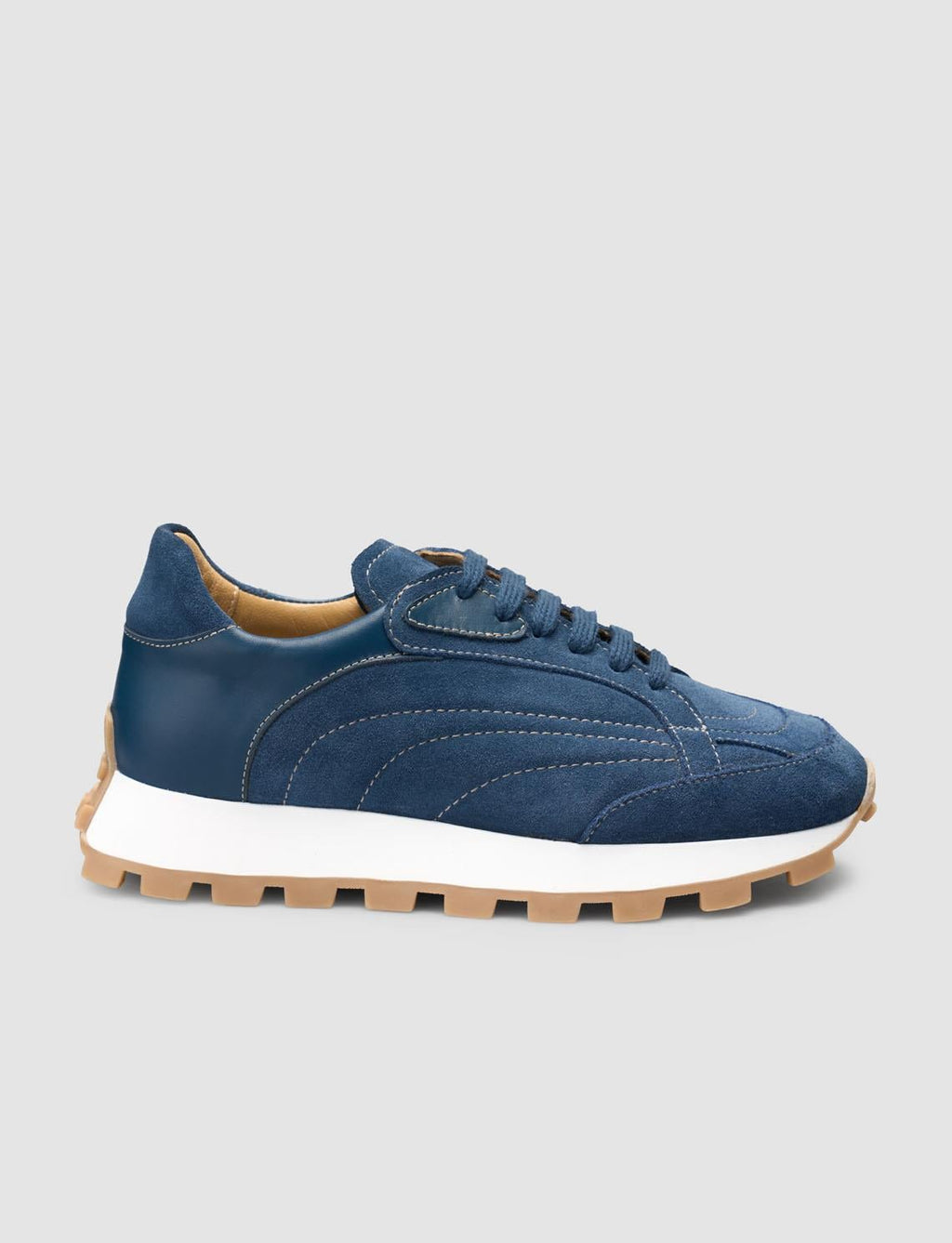 100% Genuine Leather Blue Women's Sneaker