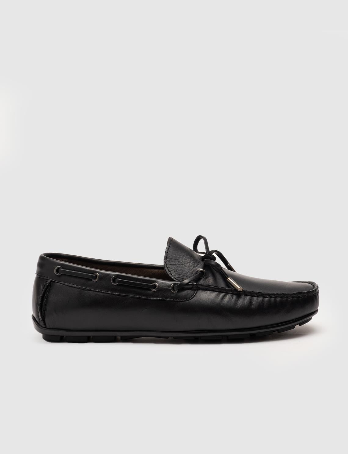 Leather Lining Genuine Leather Black Men's Loafer
