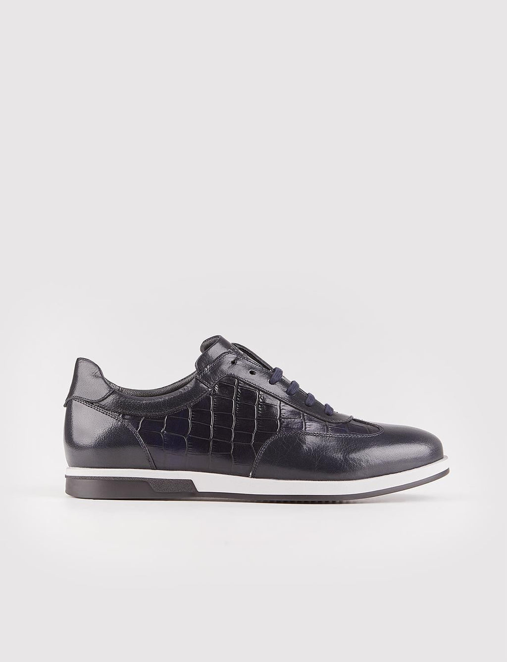 Seasonal Genuine Leather Navy Blue Lace-up Men's Casual Shoes