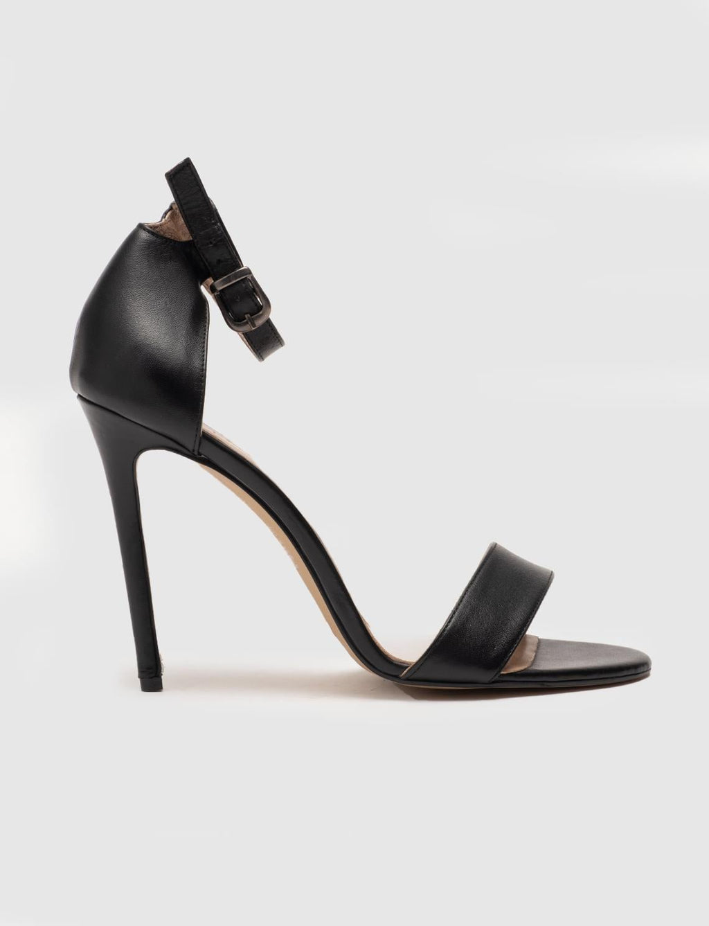 Neolit Sole Buckle Detail Genuine Leather Black Women's High Heel Shoes