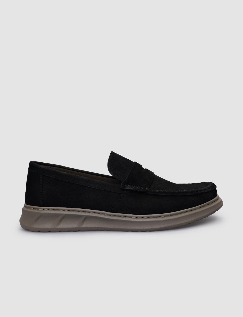 100% Genuine Leather Black Nubuck Men's Casual Shoes