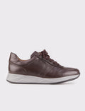 Custom Designed Genuine Leather Brown Lace-up Men's Athletic Shoes