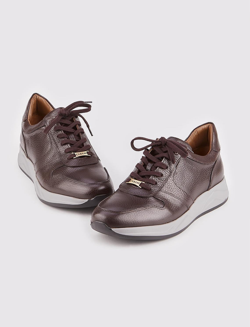 Custom Designed Genuine Leather Brown Lace-up Men's Athletic Shoes