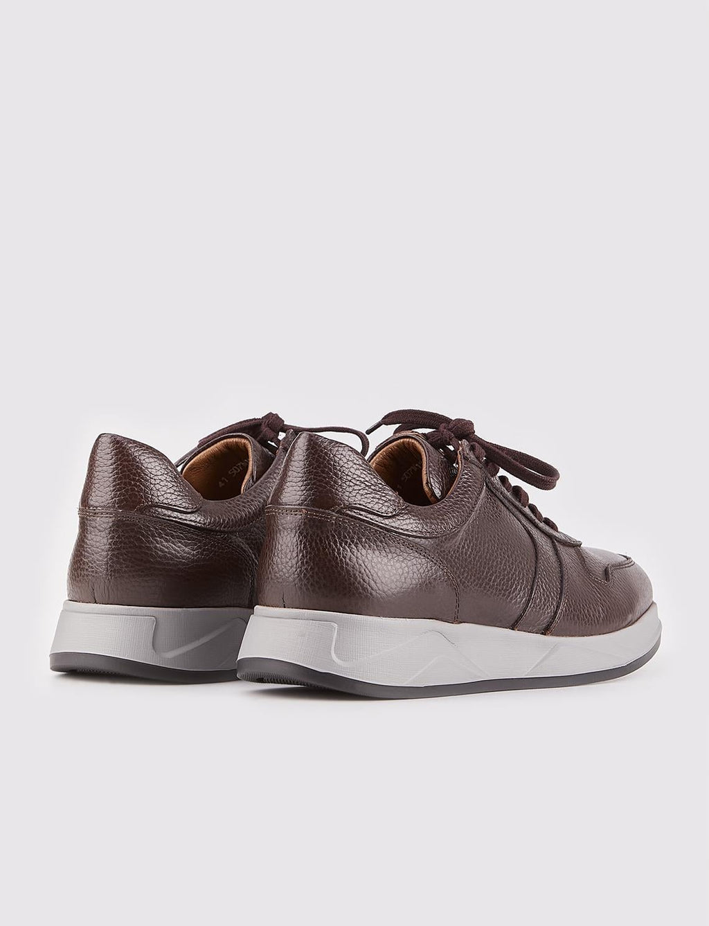 Custom Designed Genuine Leather Brown Lace-up Men's Athletic Shoes