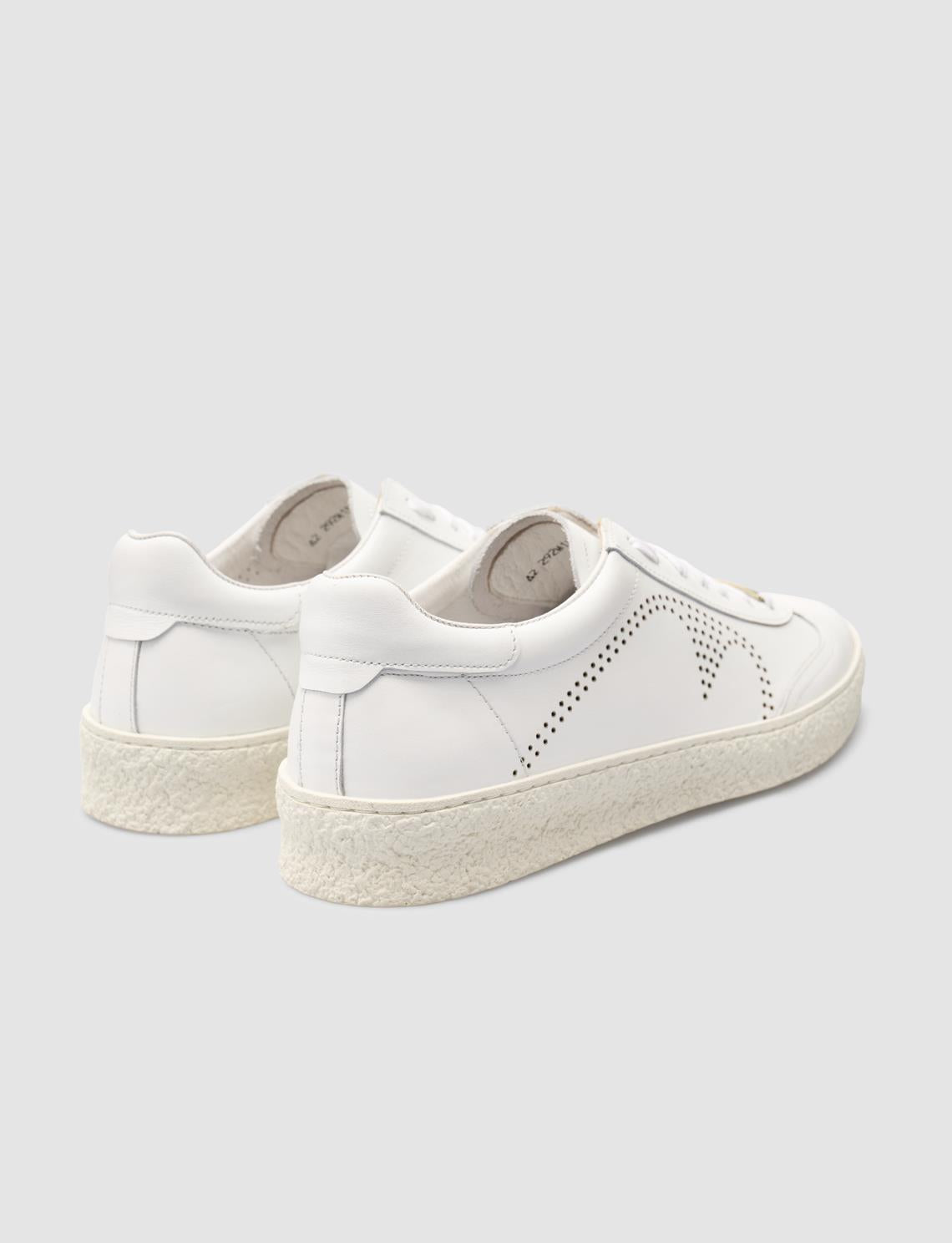 Custom Made Genuine Leather White Lace-up Men's Athletic Shoes
