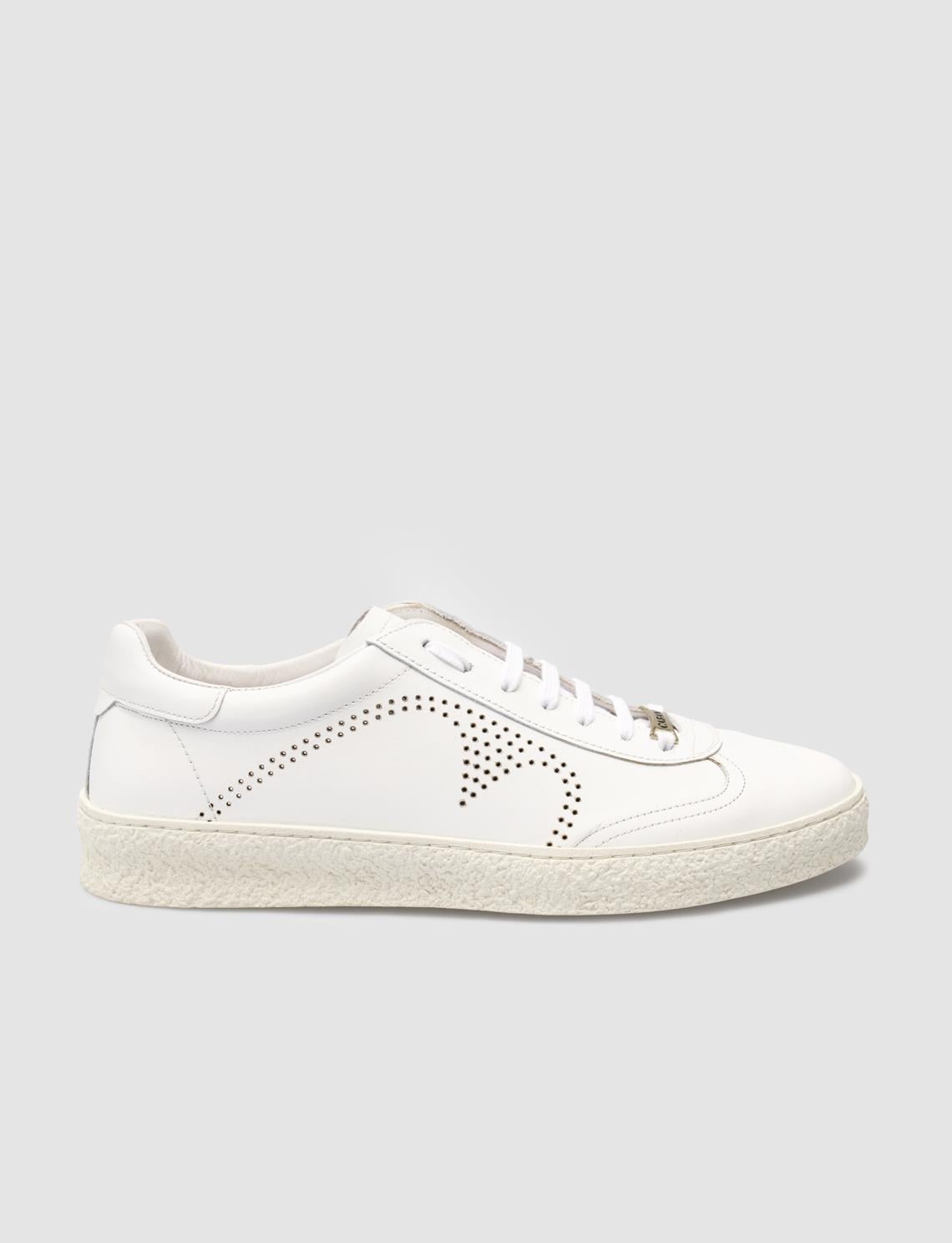 Custom Made Genuine Leather White Lace-up Men's Athletic Shoes