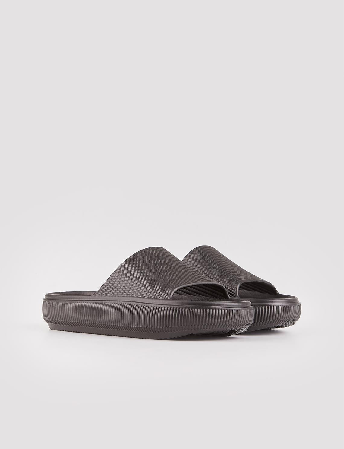 Polyurethane Sole Black Women's Flat Slippers