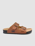 Women's Tan Slippers with Buckle Detail