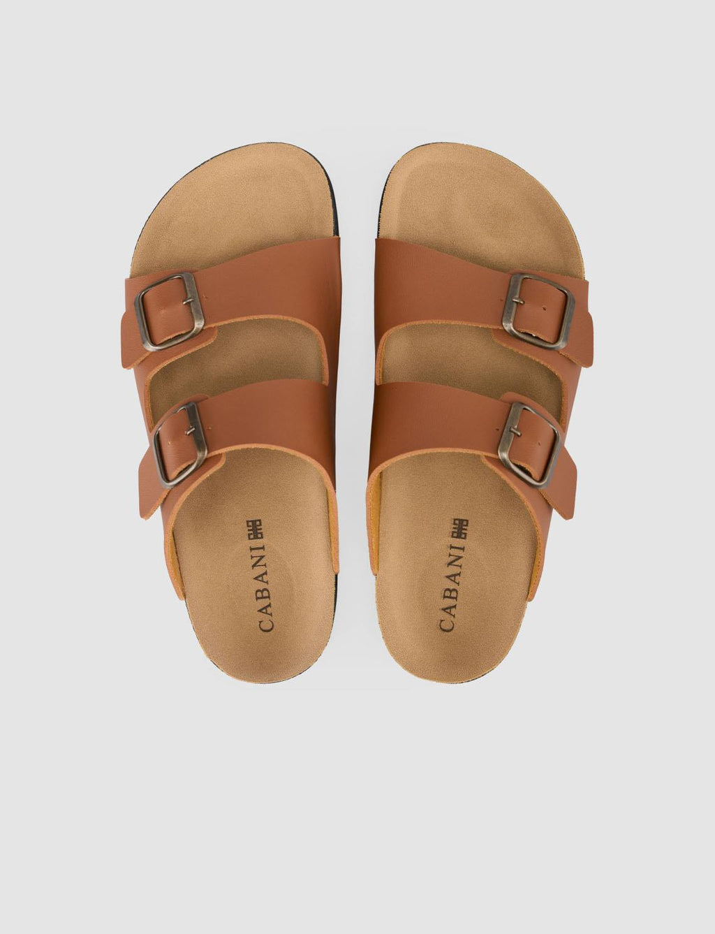 Women's Tan Slippers with Buckle Detail