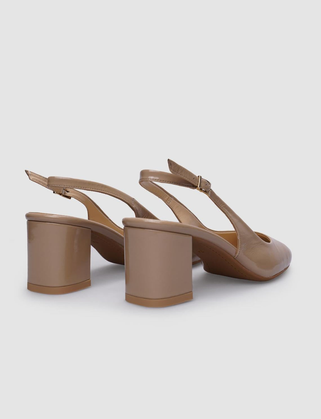 100% Genuine Leather Beige Patent Leather Women's High Heels