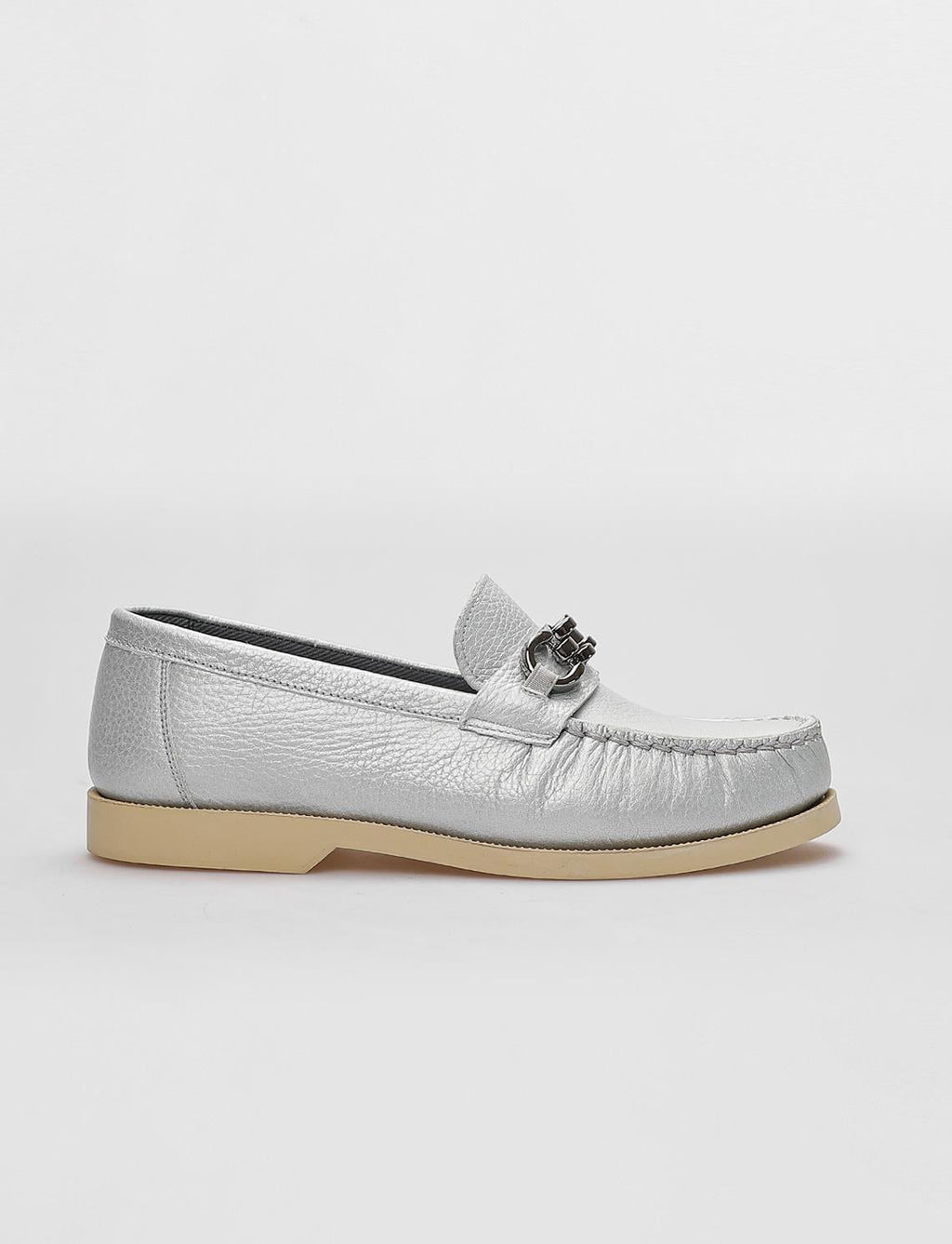 Genuine Leather Grey Buckle Women's Casual Shoes