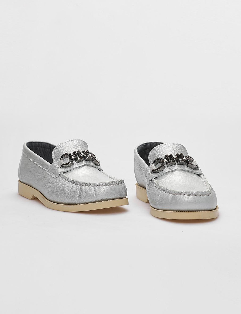 Genuine Leather Grey Buckle Women's Casual Shoes