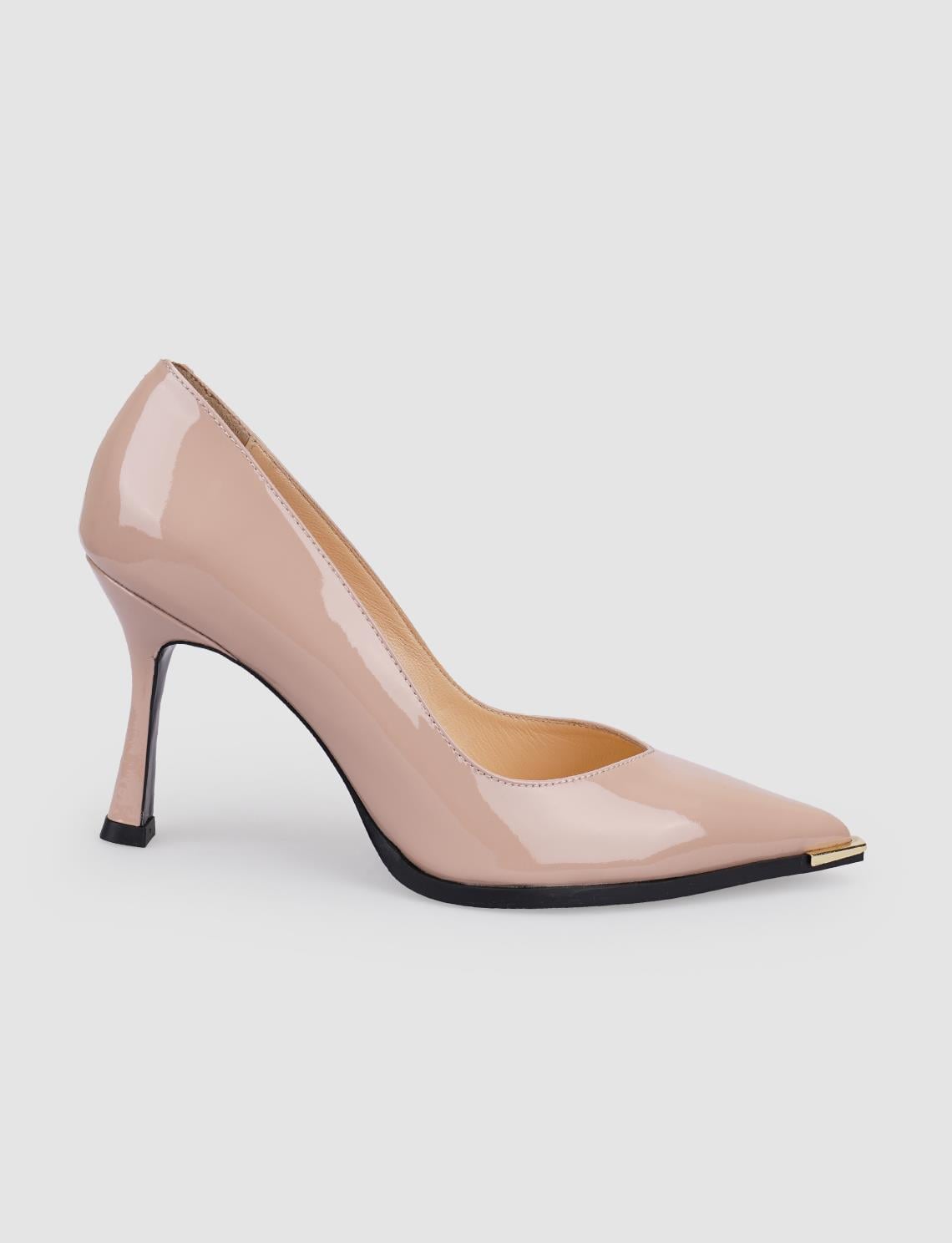 100% Genuine Leather Powder Pink Patent Leather Women's High Heels