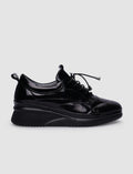 100% Genuine Leather Black Lace-up Women's Casual Shoes