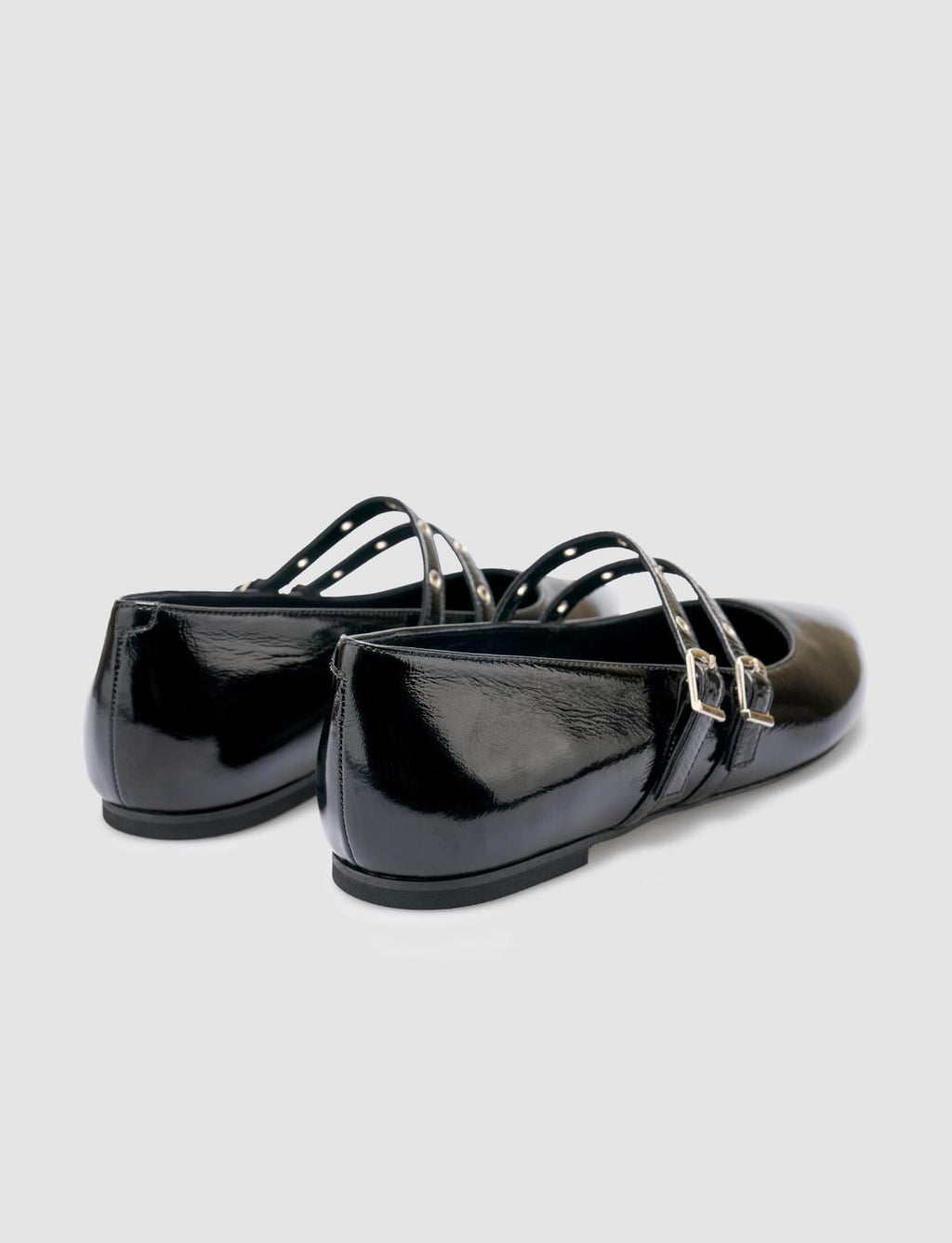 100% Genuine Leather Black Patent Leather Women's Ballet Flats