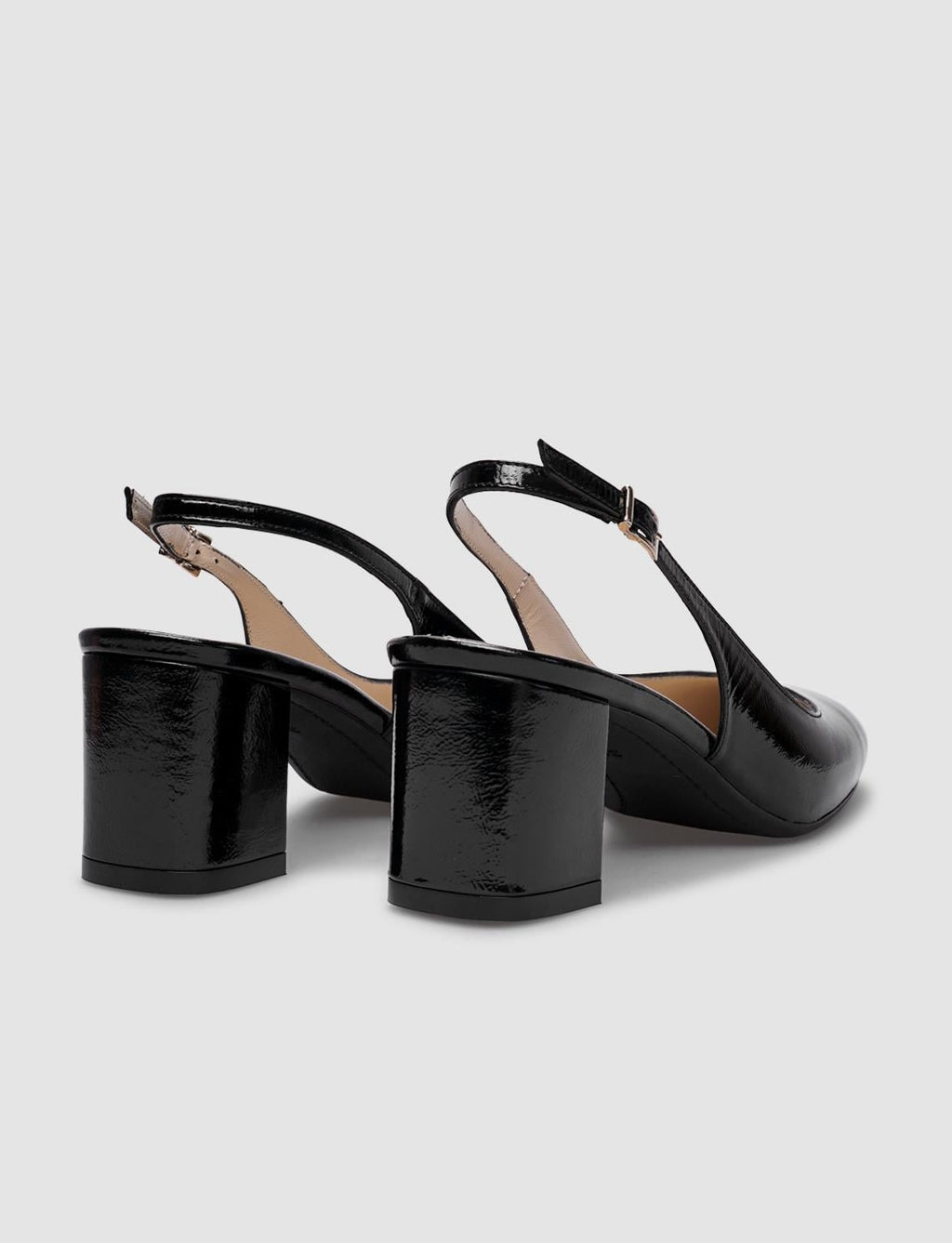 Genuine Leather Black Patent Leather Open Back Women's High Heels