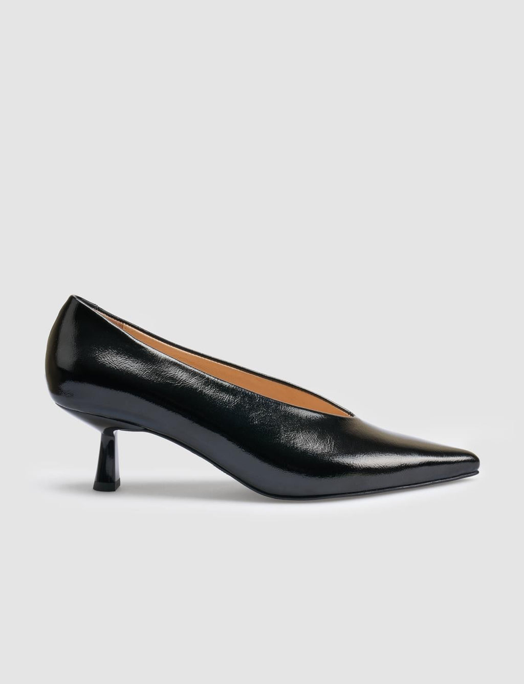 100% Genuine Leather Black Patent Leather Women's High Heels