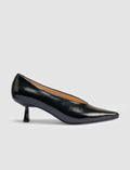 100% Genuine Leather Black Patent Leather Women's High Heels