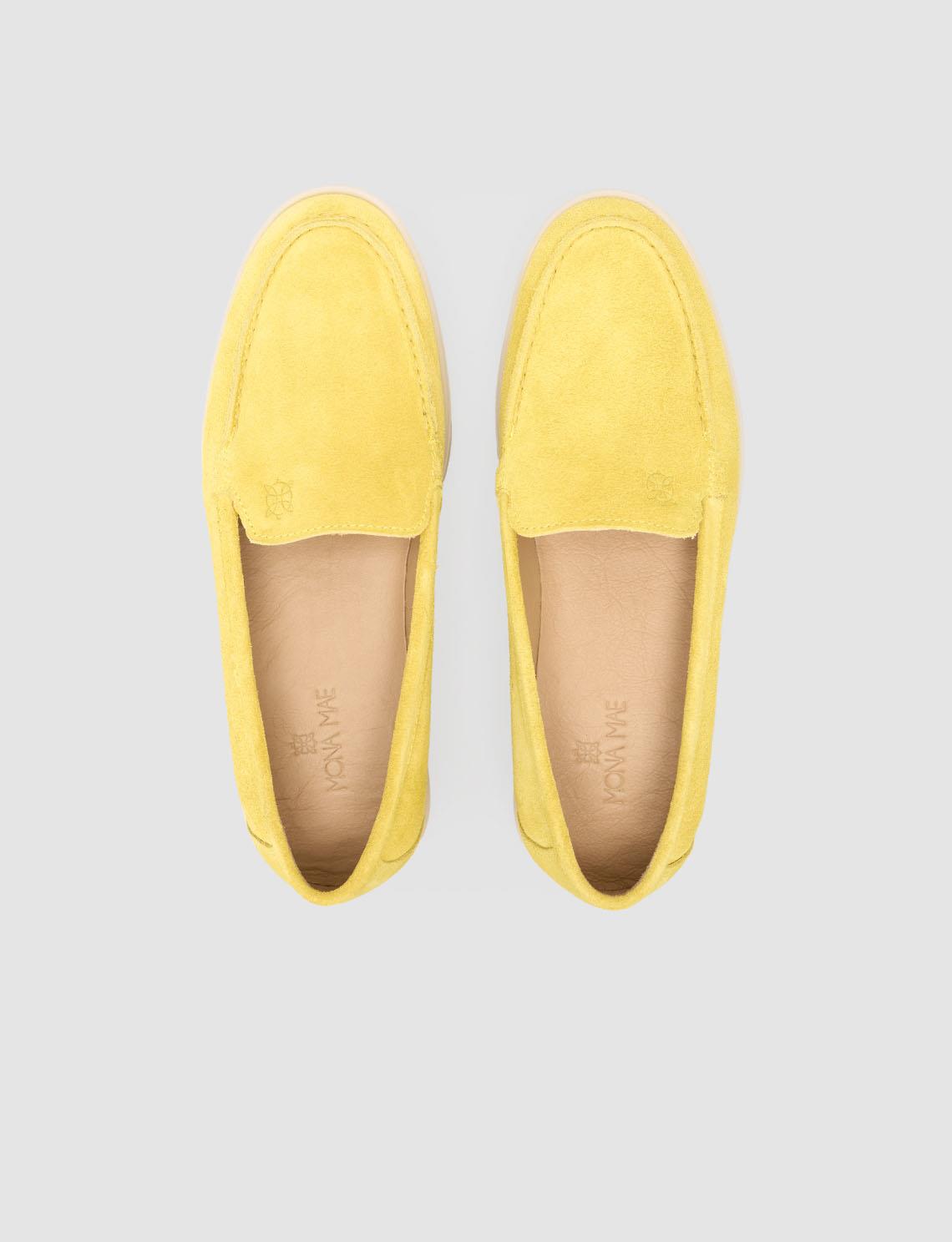 Monamae 100% Genuine Leather Yellow Suede Women's Loafer