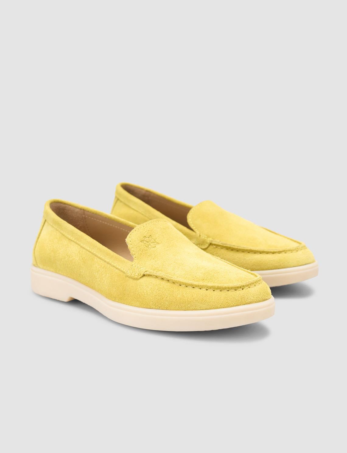 Monamae 100% Genuine Leather Yellow Suede Women's Loafer
