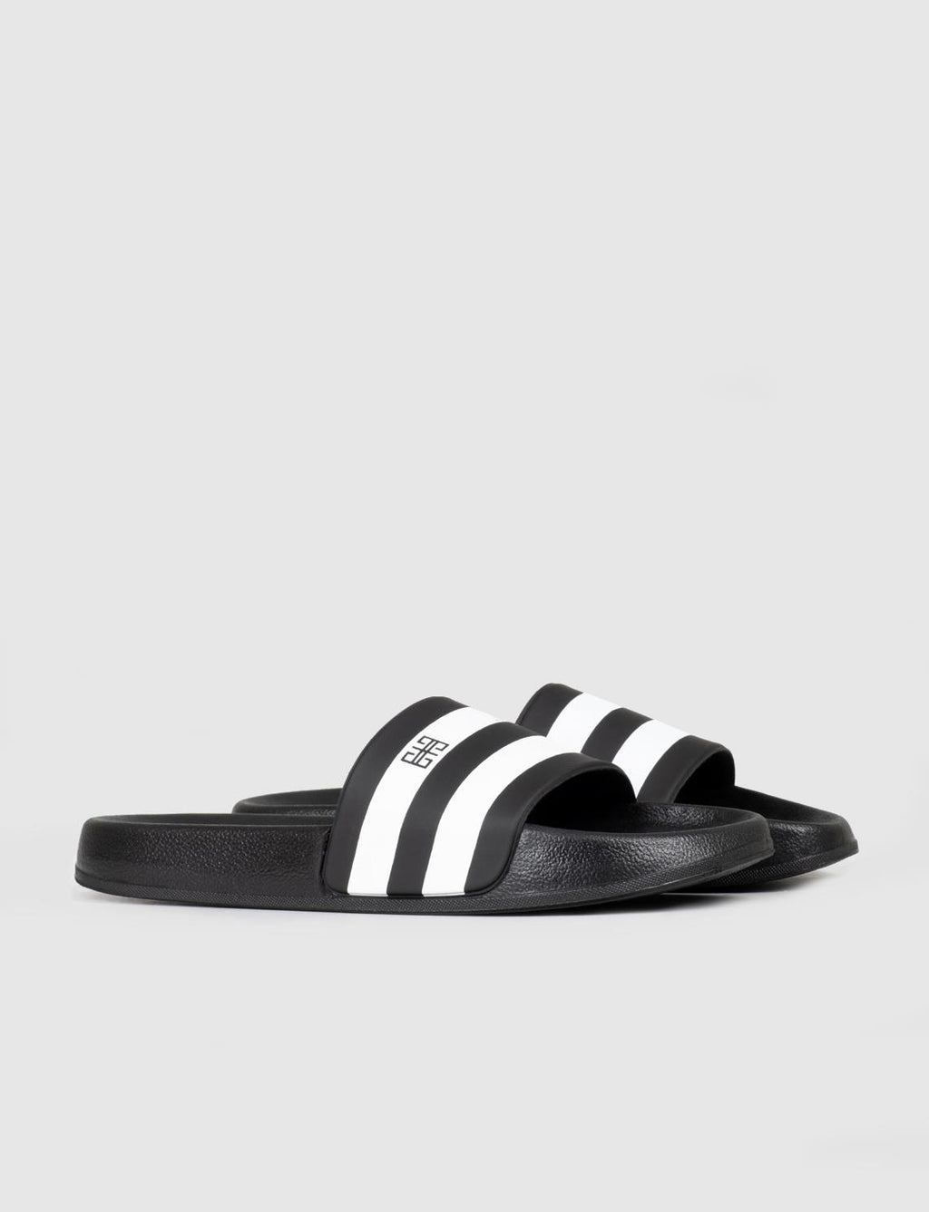 Black and White Men's Slippers with Rubber Sole