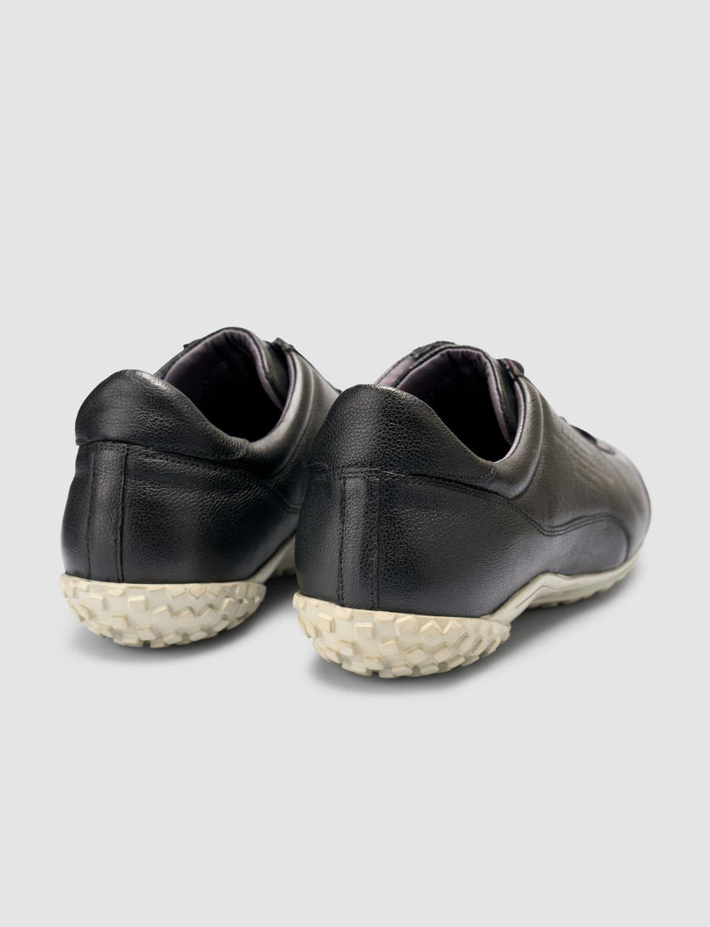 100% Genuine Leather Textured Black Lace-up Pedal Shoes