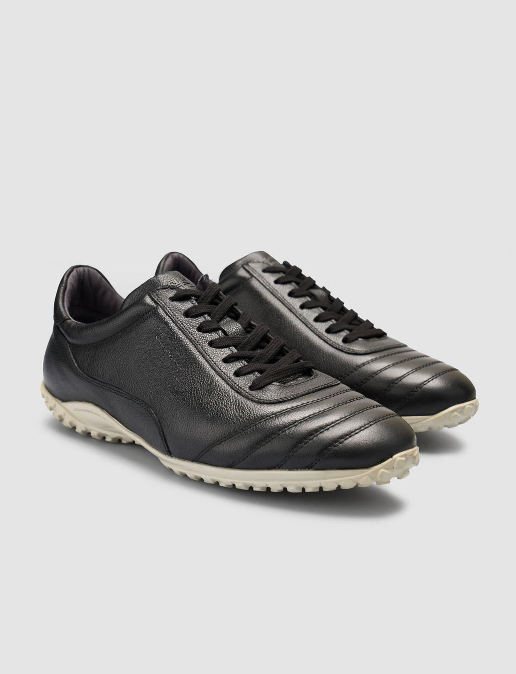 100% Genuine Leather Textured Black Lace-up Pedal Shoes