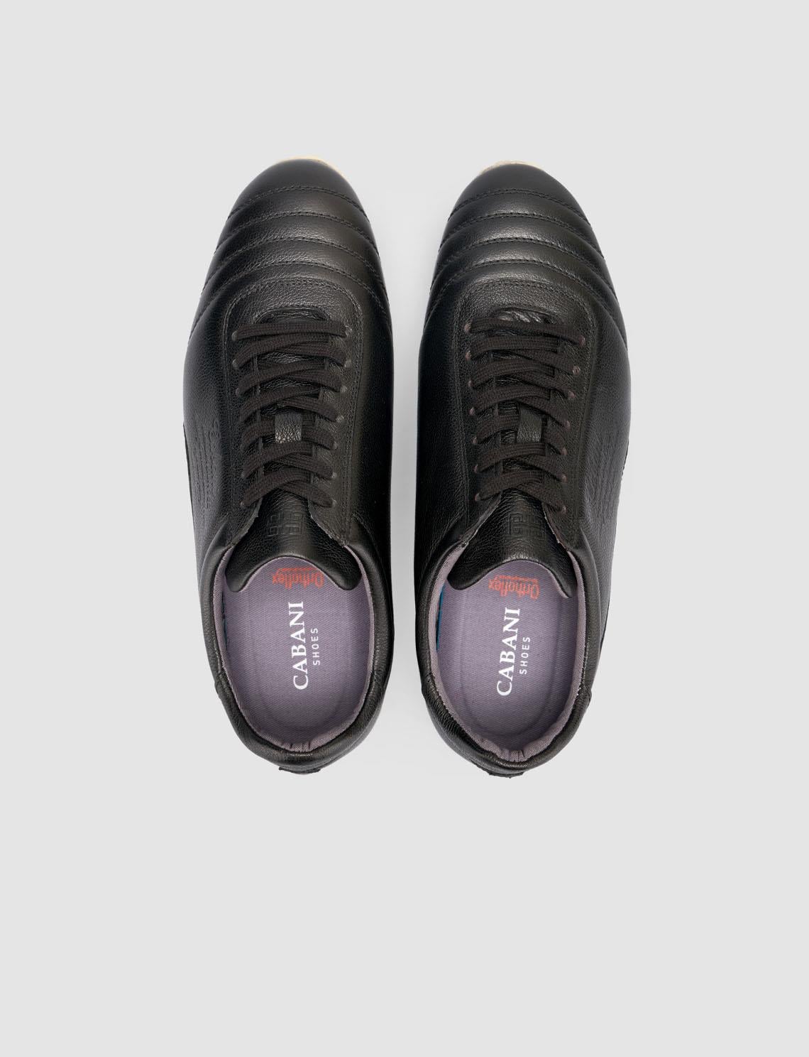 100% Genuine Leather Textured Black Lace-up Pedal Shoes