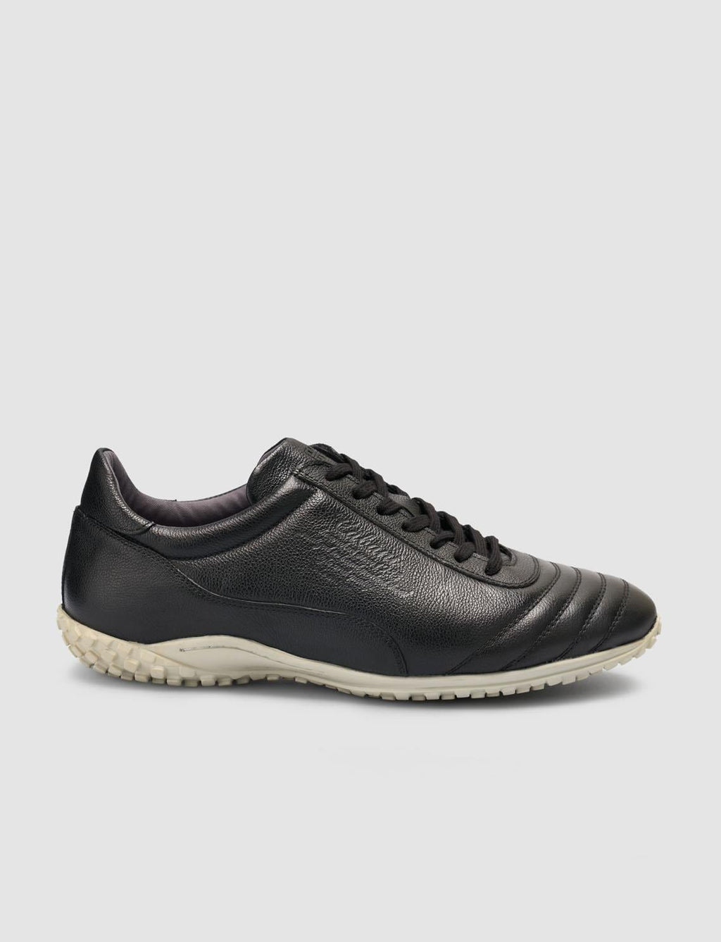 100% Genuine Leather Textured Black Lace-up Pedal Shoes