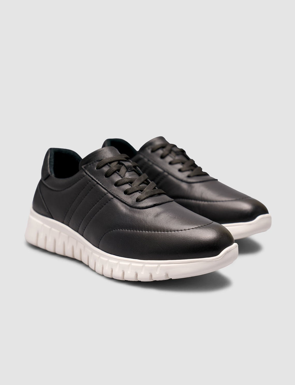Black Genuine Cowhide Leather Suede Detail Women's Sneaker Shoes
