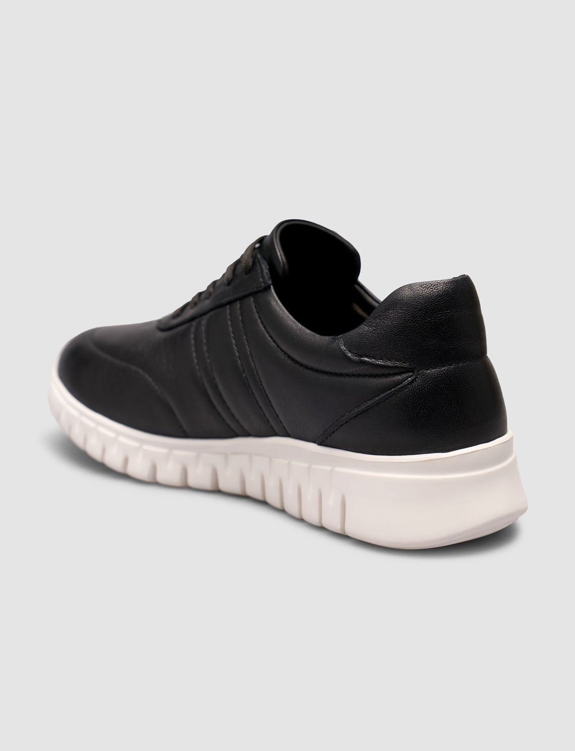 Black Genuine Cowhide Leather Suede Detail Women's Sneaker Shoes