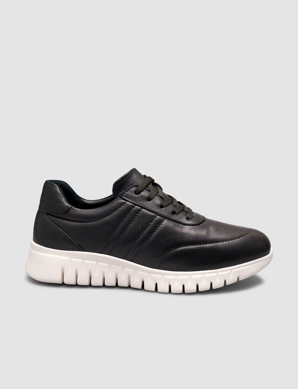 Black Genuine Cowhide Leather Suede Detail Women's Sneaker Shoes