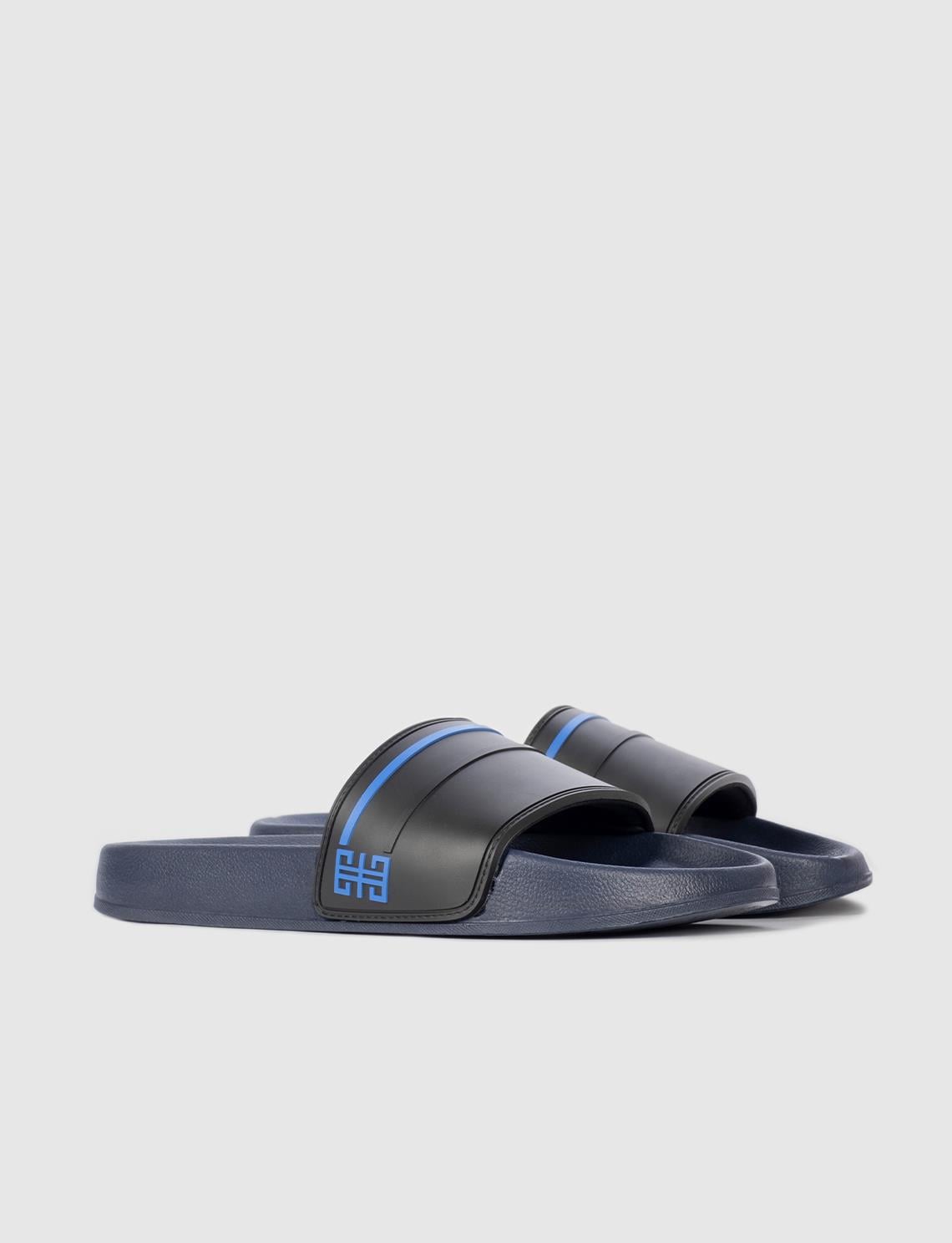 Black and Navy Blue Men's Slippers